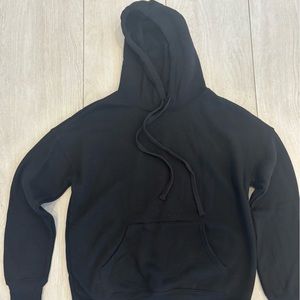 Black sponge Fleece pull over DTM hoodie with kangaroo pockets